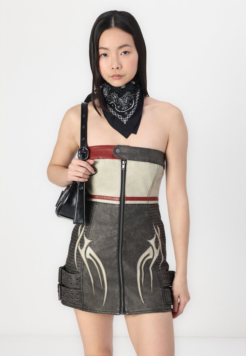 slim fit dress slacks Xiva Motocross Faux Leather Dress | Jaded London main image 1