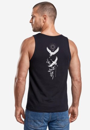 Neverless, TANKTOP HERREN MIT GRAFIK-PRINT - DESIGN KRANICH - TRÄGERSHIRT - Top - schwarz