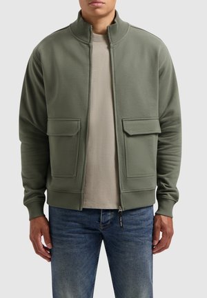 LOOSE FIT - Sweater met rits - army green