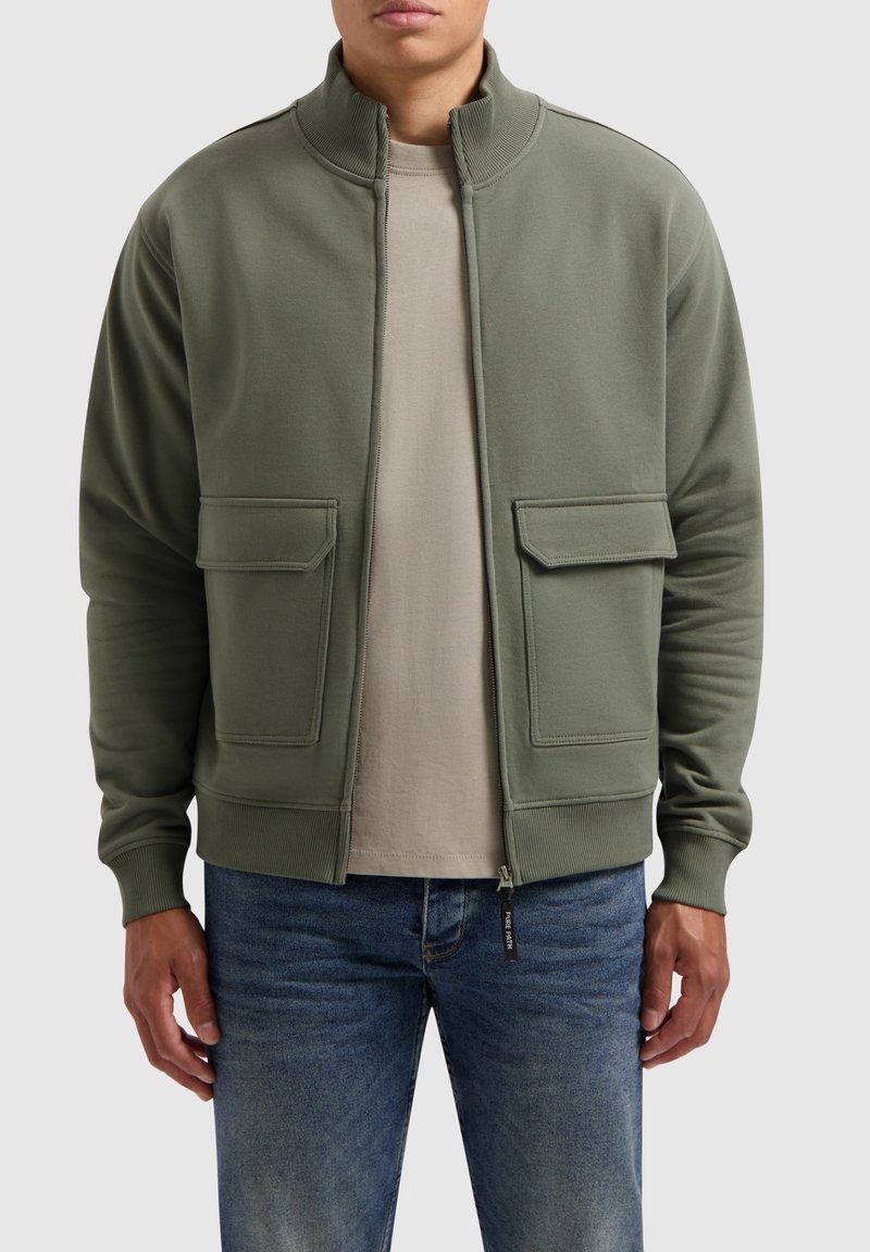 Pure Path LOOSE FIT - Sweater met rits - army green