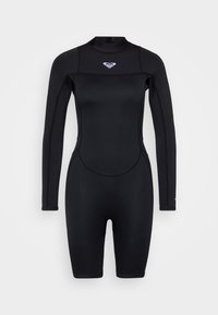Crni wetsuit s dugim rukavima, napravljen od rastezljivog neopren materijala. Ima okrugli izrez i mali logo na prsima.