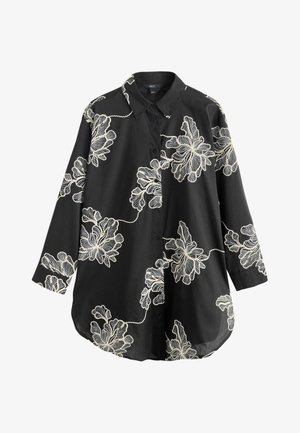 Next, REGULAR FIT - FORAL EMBROIDERED BEACH SHIRT . - Skjortebluser - black ecru
