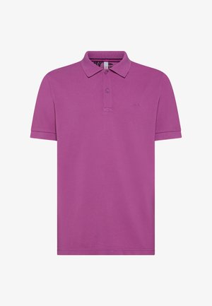Maglietta polo viola con colletto classico, maniche corte e un piccolo logo sul lato sinistro del petto. Realizzata in un tessuto liscio e traspirante.