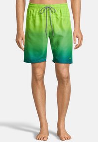 Groene gradient zwembroek met stippenstructuur, elastische tailleband en trekkoord. Midden-dij lengte met een zachte, lichtgewicht stof.