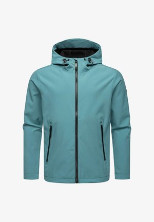 Heledane teal värvi kapuutsiga jakk, millel on full-zip sulgemine, kaks külgtaskut ja mustad detailid. Valmistatud pehmest ja siledast kangast, millel on kergelt kohandatud lõige.