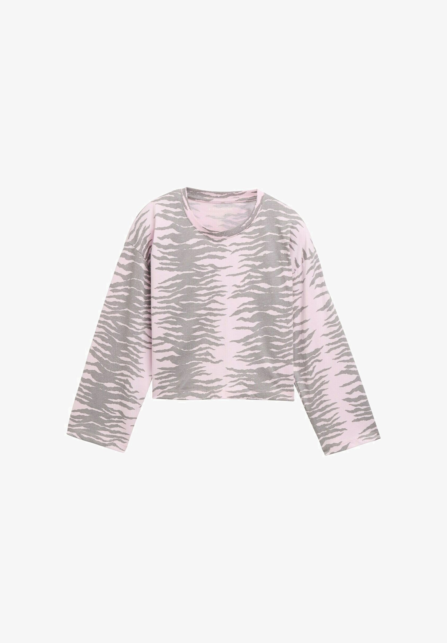 TOM TAILOR CROPPED MIT MUSTER T-shirt à manches longues rose