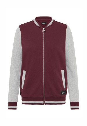 Žametno rjava jakna z zadrgo, sivimi rokavi, rebrastim ovratnikom in manšetami. Ima stranske žepe in logotipno etiketo na spodnjem sprednjem delu. Mehka tkanina.