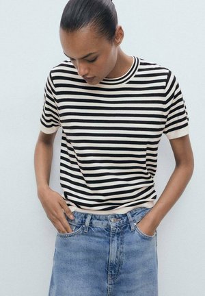 Mango STRIPED SHORT-SLEEVED  - Print T-shirt - dark blue