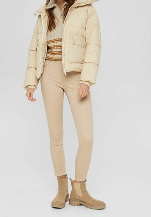 Skinny-Farkut - mottled beige