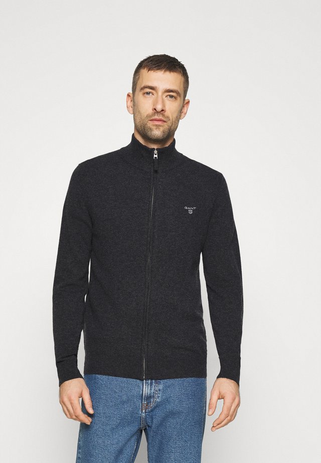 EXTRAFINE ZIP CARDIGAN - Kardigan - antracit melange