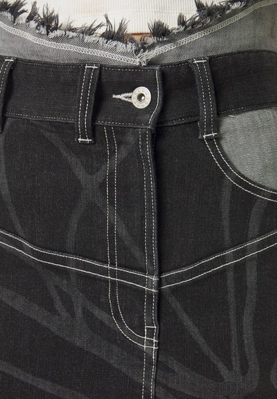 Clear To Rain LASER PATCHWORK SKIRT - Τζιν φούστα - black/grey