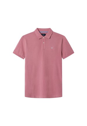 Kortärmad pikétröja i dämpad rosa bomull, med krage och två-knappslå; har en liten logotyp broderad på bröstet.