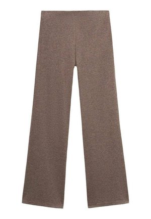 Brown wide-leg pants made of soft, textured fabric. The design features a high waist and a loose fit, ideal for casual wear.