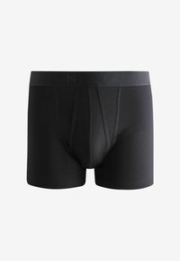 Boxers en coton noir avec une ceinture lisse, dotés d'une poche frontale et de détails de couture subtils.