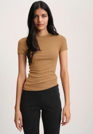 THE SET, 4 PACK SLIM FIT SLINKY RIB T-SHIRTS - T-Shirt basic - navy ochre mustard cream