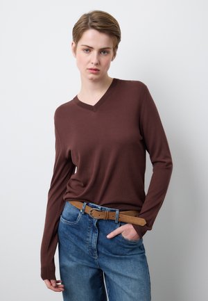 REGULAR FIT V-NECK - Maglione - dark brown