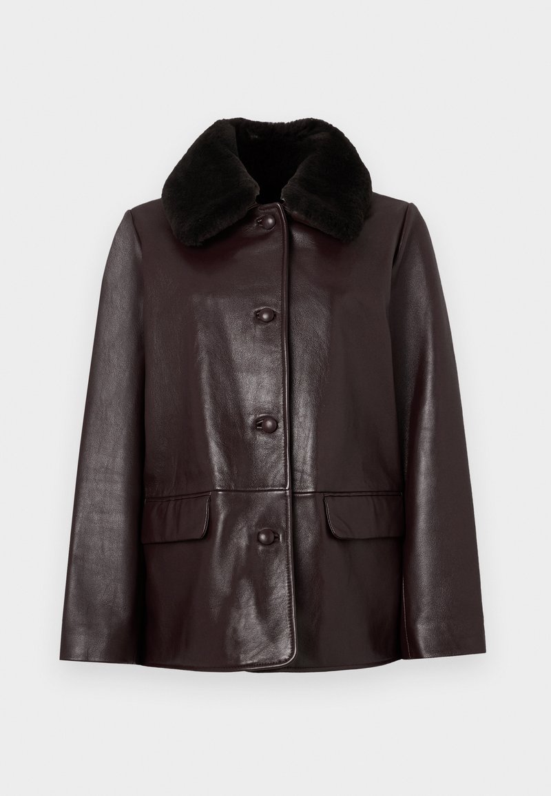 Claudie Pierlot Kožená bunda - lie de vin/bordeaux - Zalando.cz