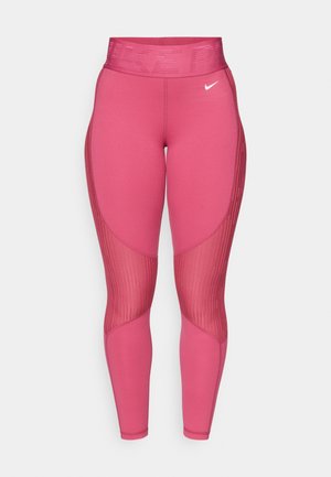 Leggings deportivos rosas con una cinturilla ancha que presentan acentos texturizados y un diseño de panel, fabricados con una tela suave y elástica.
