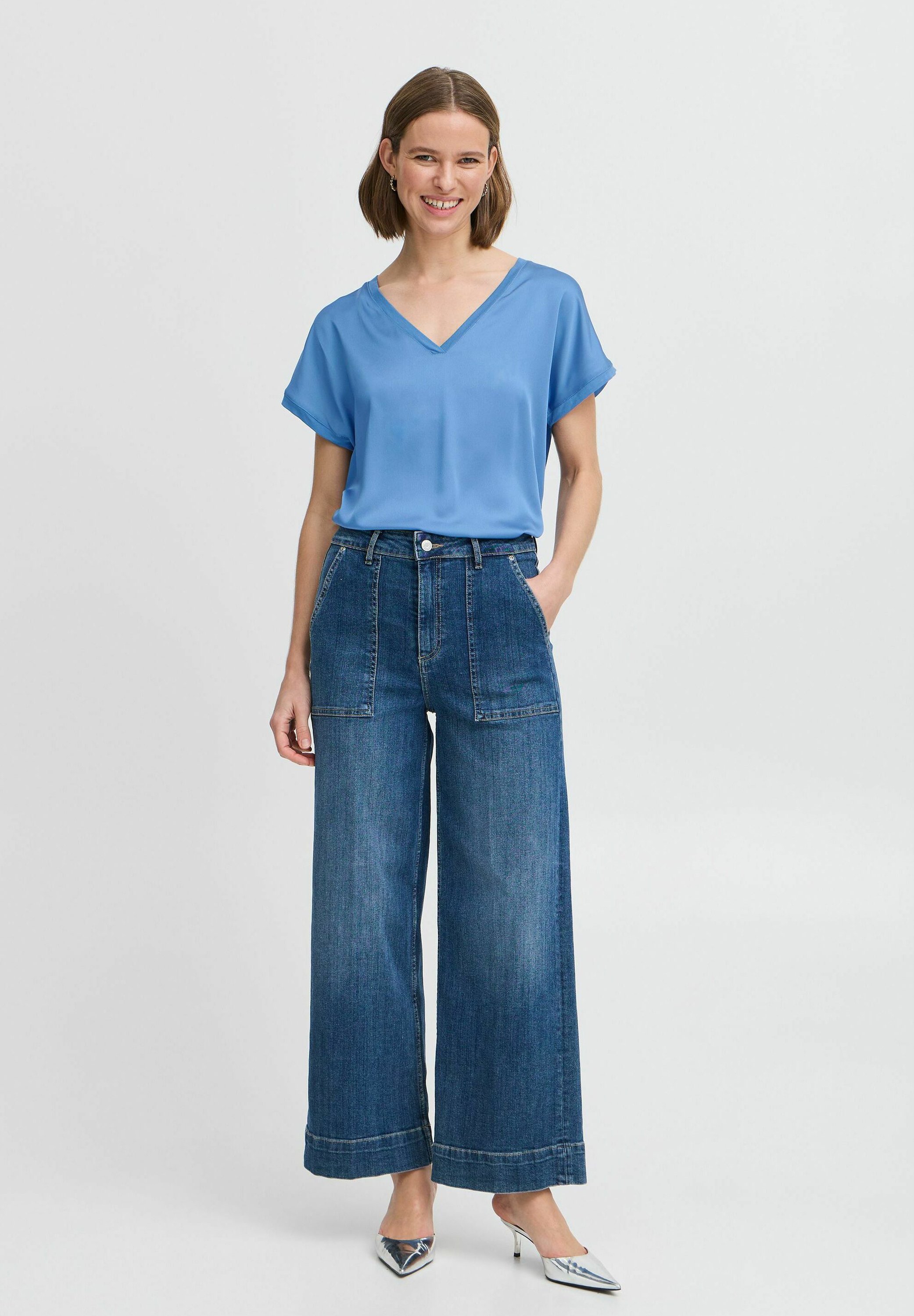 売れ筋商品|||ビーヤング Tシャツ レディース トップス BYSELITA - Basic T-shirt - blue horizon b.young by Zalando BYSELITA - T-shirt basic - blue horizon