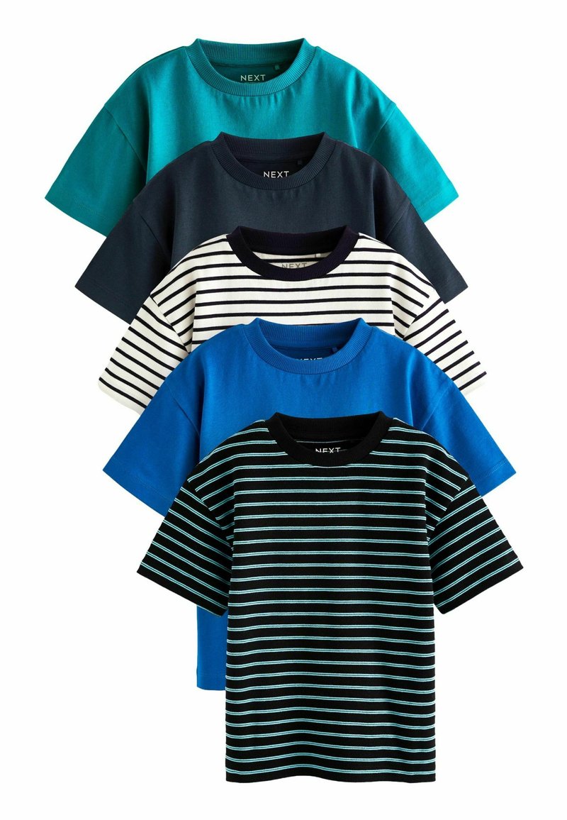 Next - 5 PACK SHORT SLEEVE - Nyomott mintás póló - blue stripe, Nagyítás