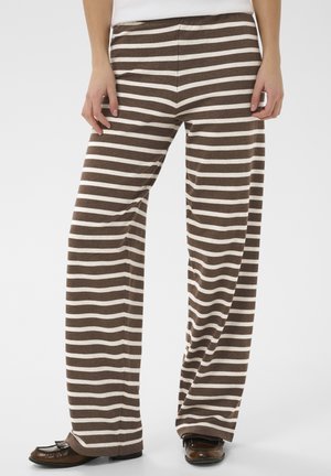 MILA STRIPED - Trousers - fondue fudge rice stripe