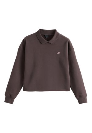 Next, REGULAR FIT - CROPPED COLLARED GRAPHIC - Felpa - chocolate brown