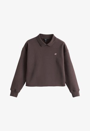 Next, REGULAR FIT - CROPPED COLLARED GRAPHIC - Sweatshirt - chocolate brown