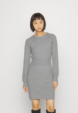 JDY Petite JDYPRIME LIFE ONECK WAIST DRESS - Φόρεμα-πουλόβερ - medium grey
