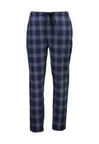 Blauwe geruite pyjamabroek met een elastische tailleband en trekkoord. Gemaakt van zachte stof met een relaxed fit, in verschillende tinten blauw.