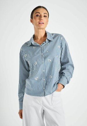GESTREIFTE MIT PAILLETTEN - Chemisier - navy
