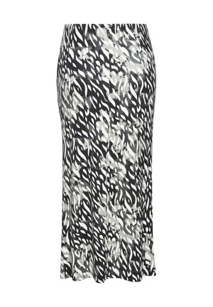 Bleistiftrock - creme-graublau bedruckt