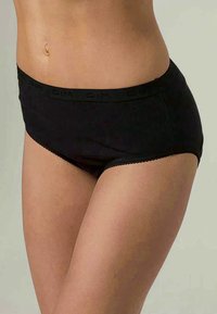 Schwarze gerippte Damen-Hipster-Unterwäsche mit einem gezackten Saum und einem elastischen Taillenbund mit dezentem Logo.