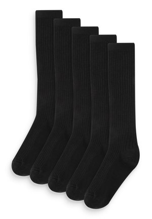 5 PACK - Kojinės iki kelių - black ribbed