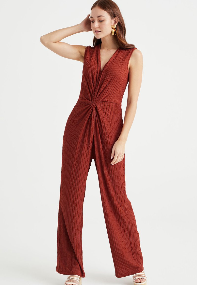 WE Fashion MET STRUCTUUR Jumpsuit red/rot Zalando.de