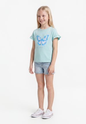 Friboo 5 PACK T-SHIRT WITH RUFFLE SLEEVE - Μπλουζάκι με στάμπα - mint/light yellow/light pink