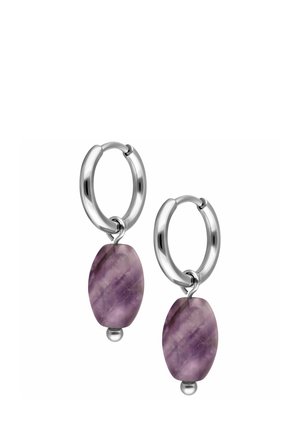 Wildcat, GREEN AVENTURINE DROP HOOPS (PAIR) - GOLD - Earrings - silver-coloured