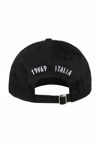 Schwarze Baseballmütze mit verstellbarem Riemen. Auf der Rückseite mit gesticktem weißen Text: "19V69 ITALIA". Hergestellt aus strapazierfähigem Stoff.