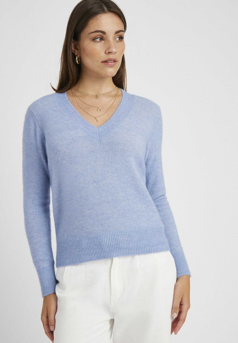 BZB COL V UNI - Pullover - bleu moyen