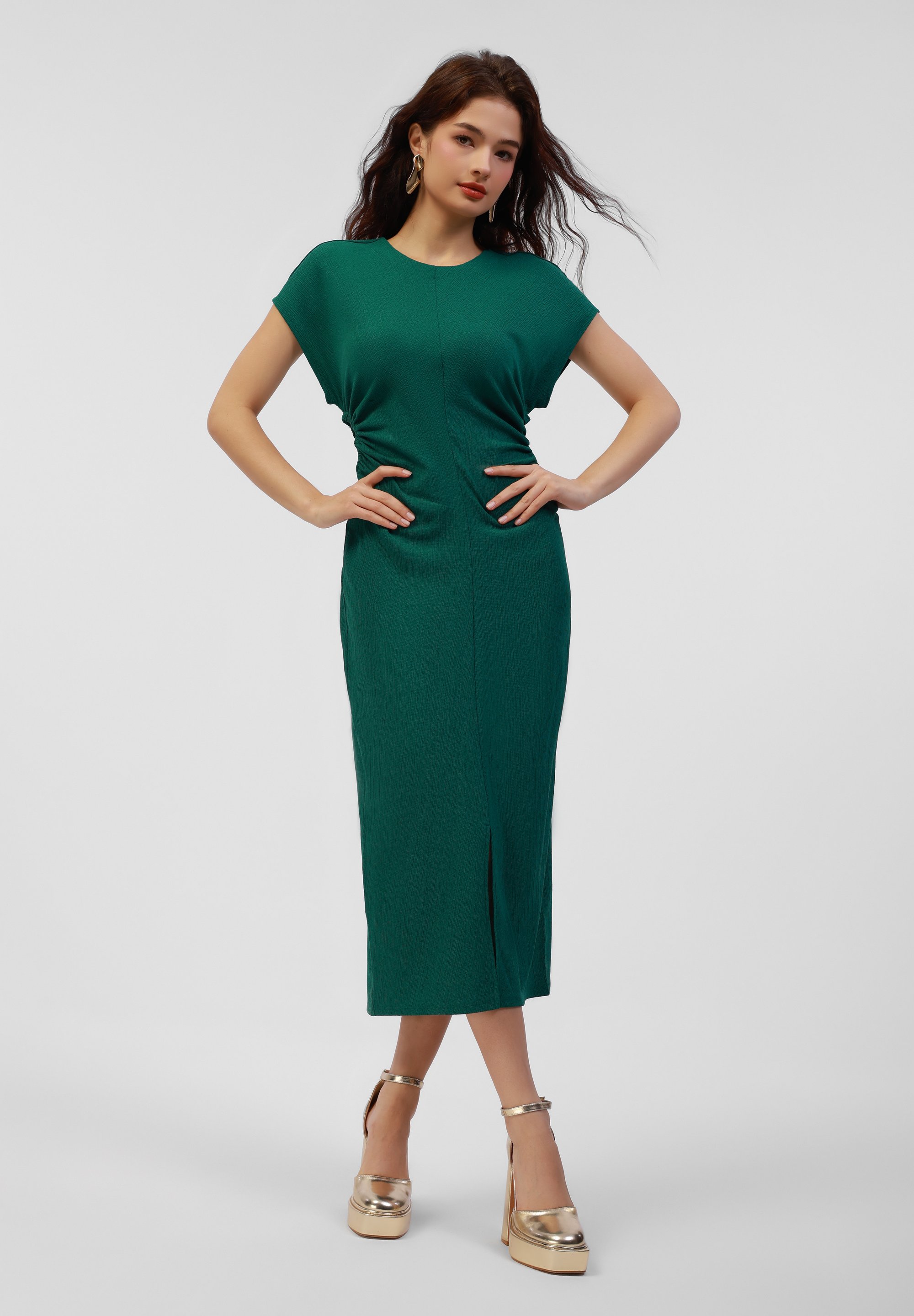 Even&Odd CAP SLEEVE DRESS WITH CUT OUT DETAILS - Jersey dress - cyan/teal -  Zalando.co.uk