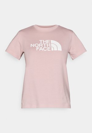 Rosa kurzärmeliges T-Shirt aus Baumwolle mit Rundhalsausschnitt und einem weißen "THE NORTH FACE"-Grafiklogo auf der Vorderseite.