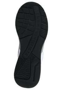 Suola in gomma nera con scanalature e motivi texture. Marchio evidente "TOMMY HILFIGER" impresso vicino al tallone.