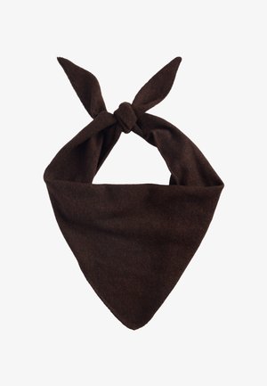 Dark brown triangular fabric bandana with a knot tied at the top, displayed against a white background.