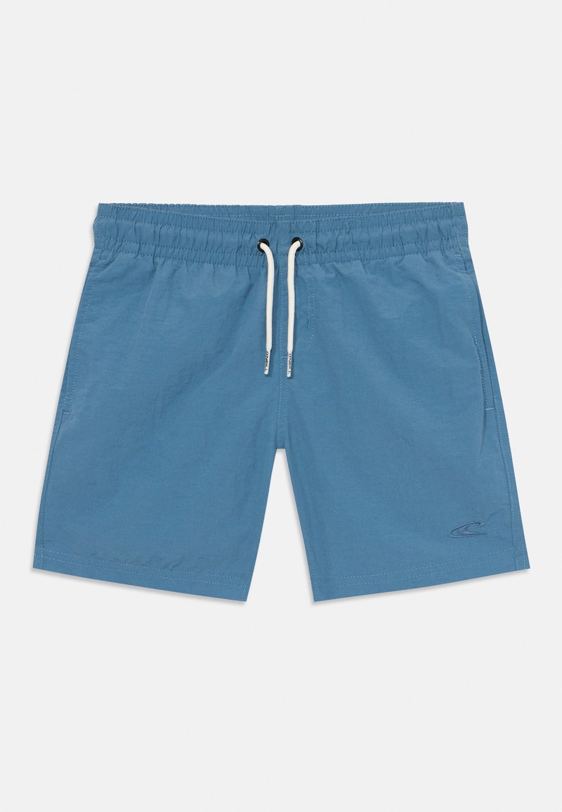 Modre kopalne hlače iz lahkega materiala, z elastičnim pasom in belim vrvico ter stranskim žepom.