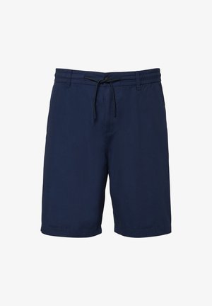 Tumedad sinised lühikesed püksid kergest kangast, millel on elastne vöökoht ja nöör. Omab külgtehnikat ja mugavat lõiget.