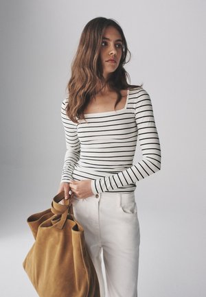 THE SET, REGULAR FIT - 3 PACK SQUARE NECK - Camiseta de manga larga - black/white stripe