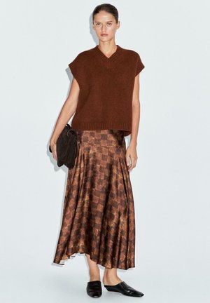 CHEQUERED PRINT MIDI - Maxirock - gold-coloured