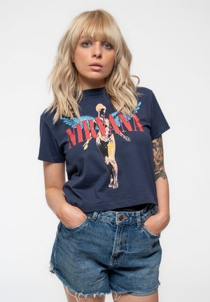 Paradiso Clothing NIRVANA IN UTERO ANGELIC CROP - Print T-shirt - navy