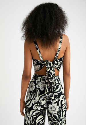 FLORAL CROP WITH STRAPS - Bluzka - black