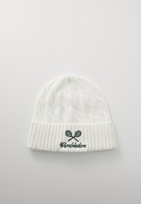 WIMBLEDON CABLE KNIT LOGO BEANIE - Huer - cream
