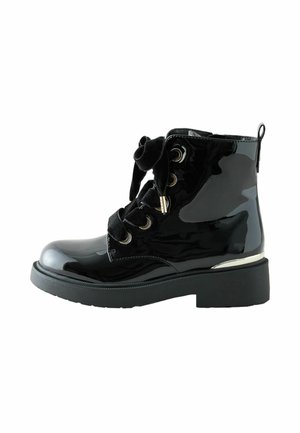 Next, REGULAR FIT - ANKLE BOW BOOTS - Schnürstiefelette - black patent